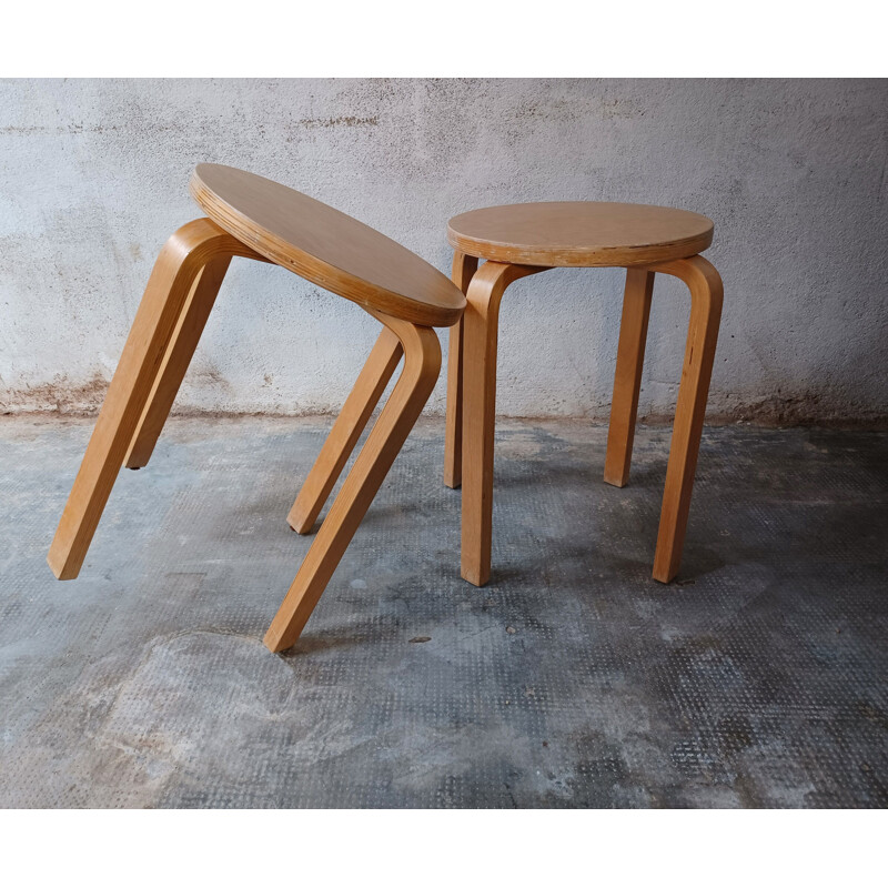 Pair of vintage wooden stools