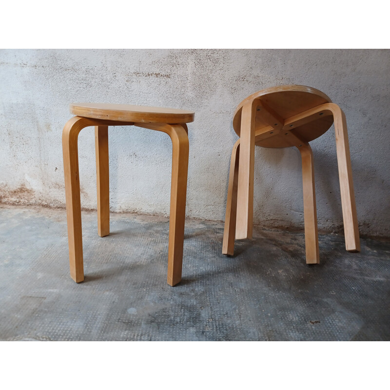 Pair of vintage wooden stools