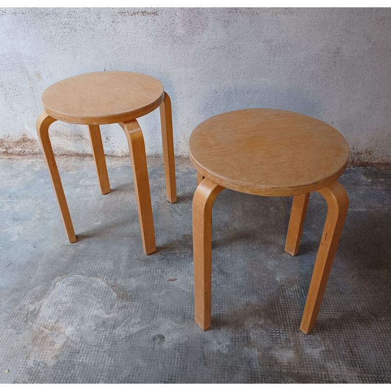 Pair of vintage wooden stools