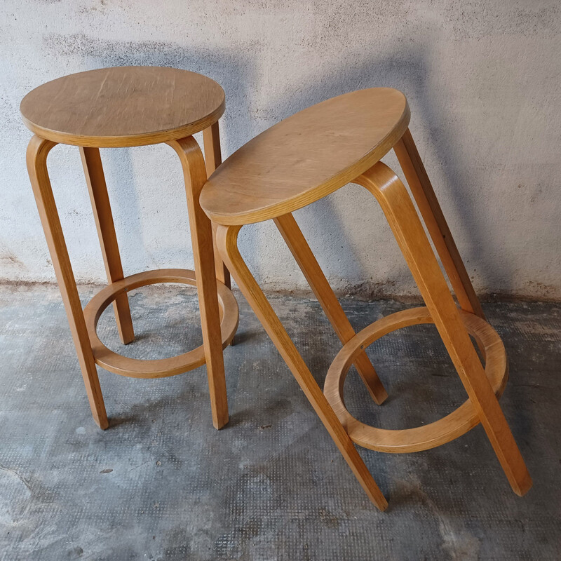 Pair of vintage wooden bar stools