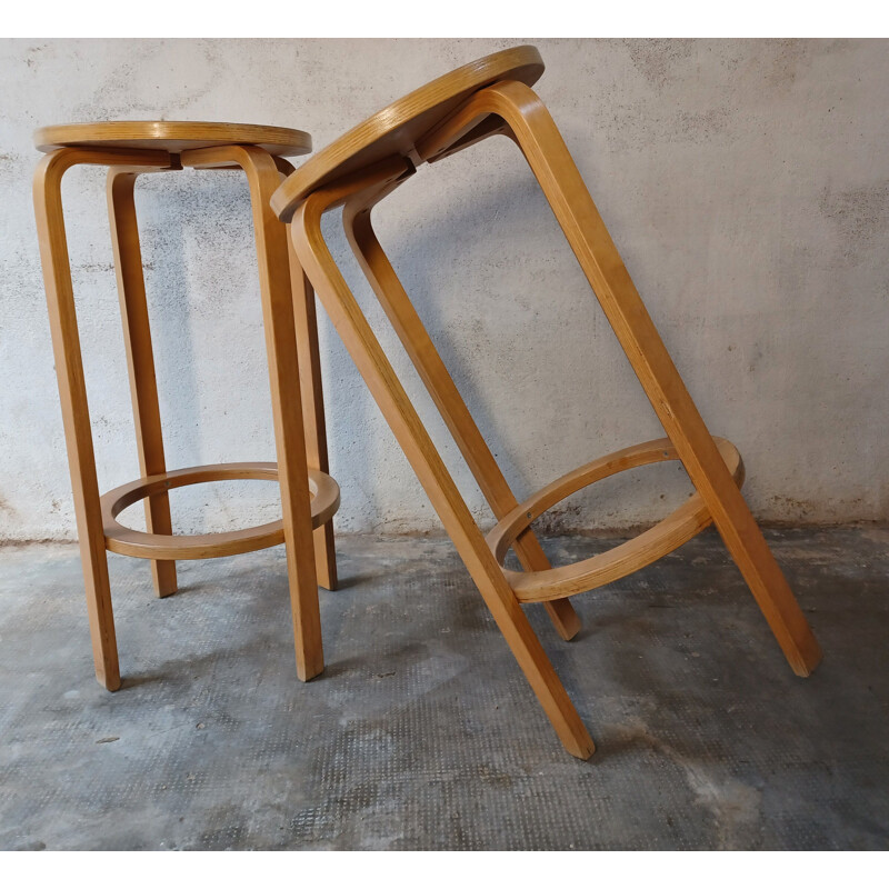 Pair of vintage wooden bar stools