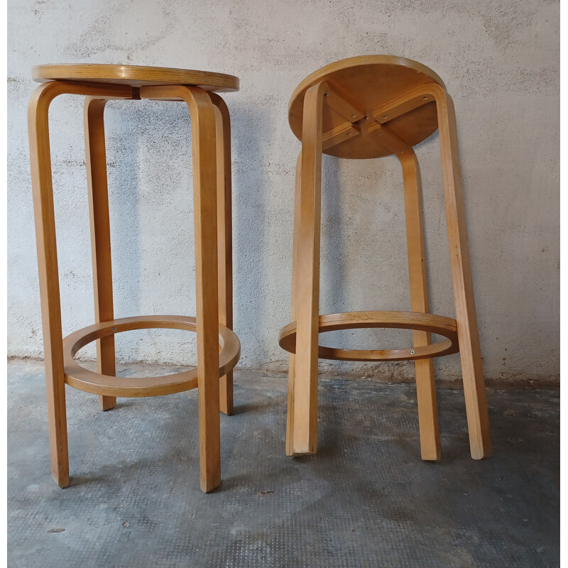 Pair of vintage wooden bar stools