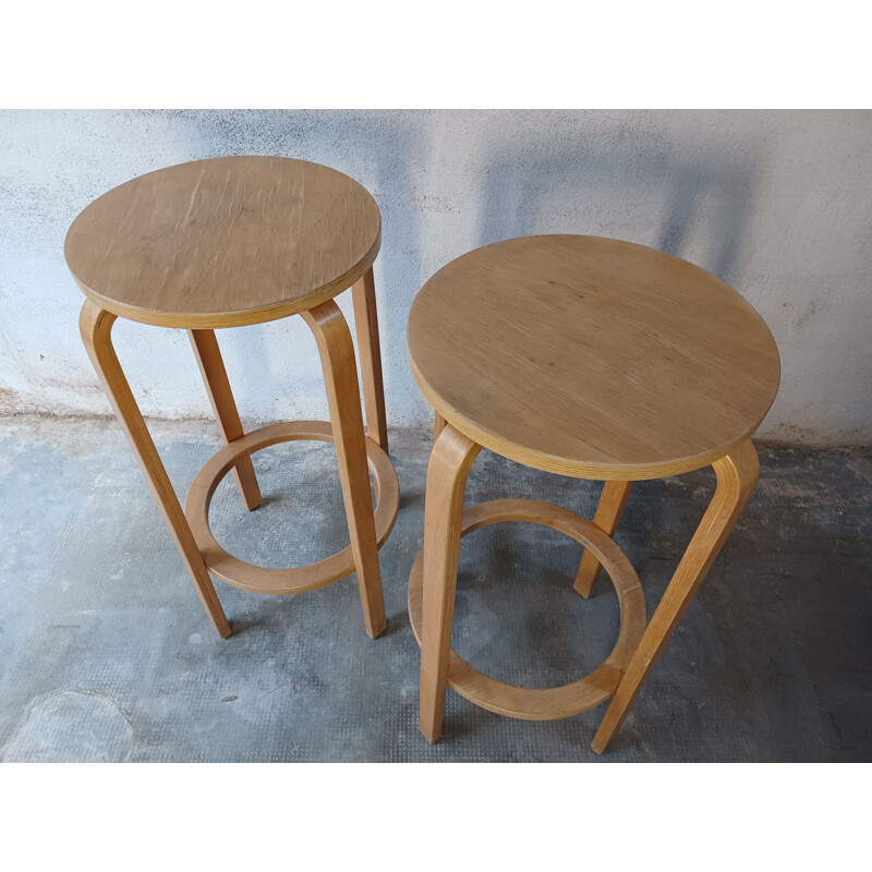 Pair of vintage wooden bar stools