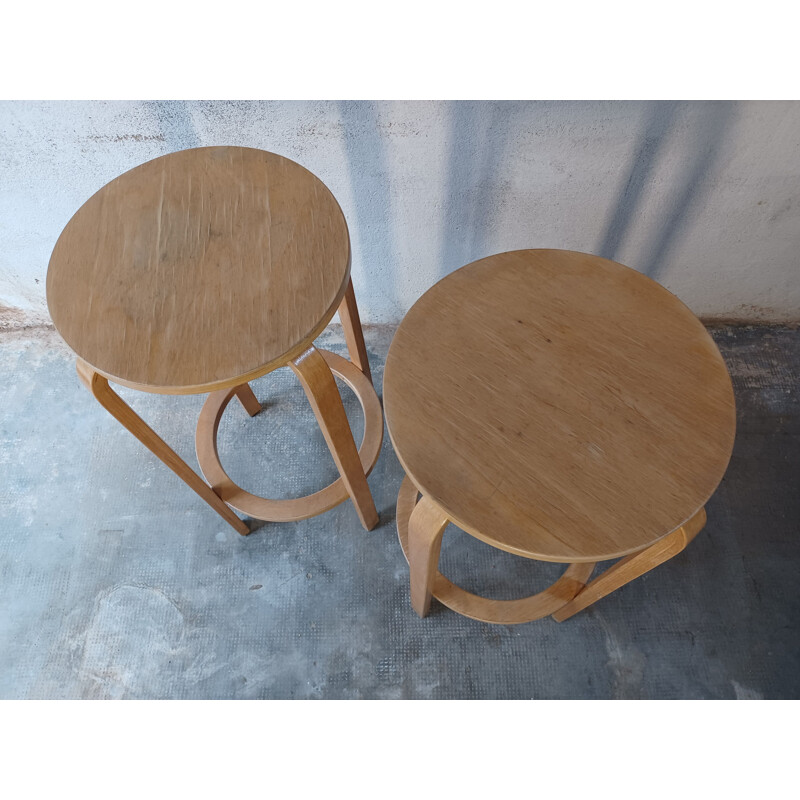 Pair of vintage wooden bar stools