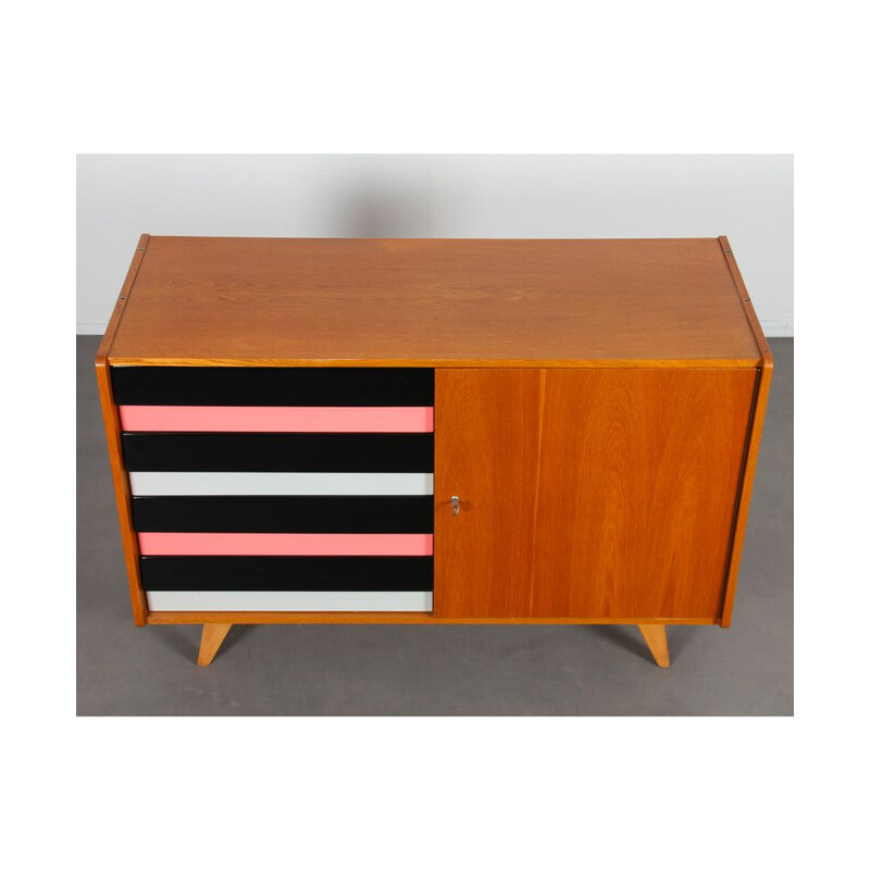 Vintage chest of drawers model U458 with pink, black and white drawers by Jiri Jiroutek, 1960