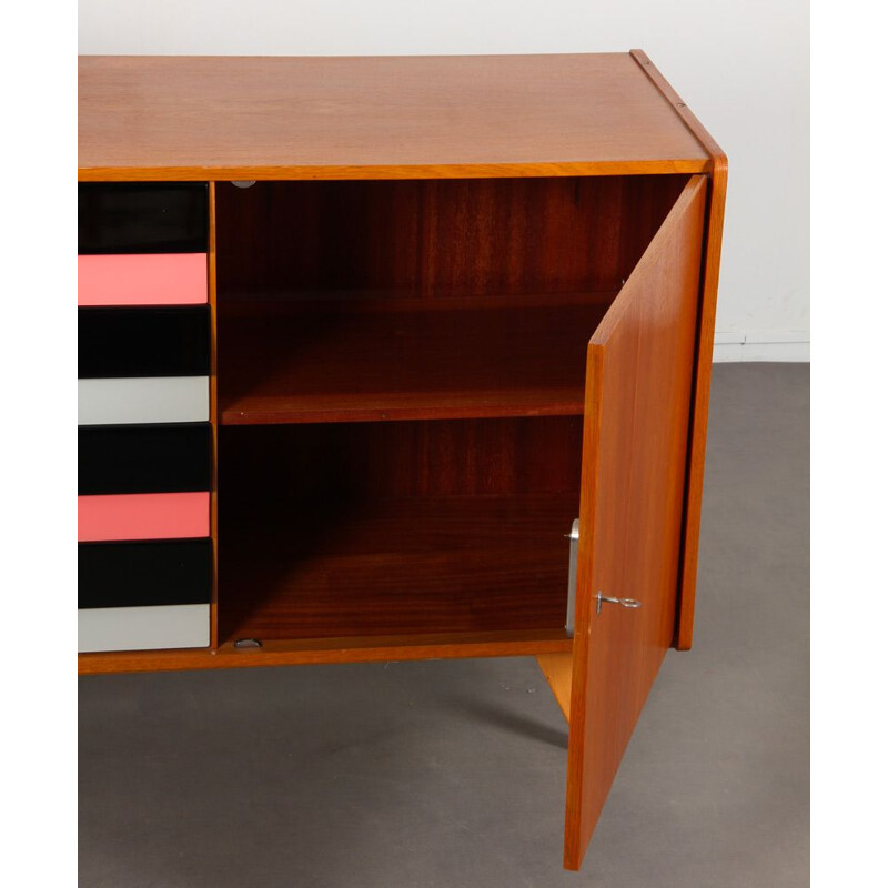 Vintage chest of drawers model U458 with pink, black and white drawers by Jiri Jiroutek, 1960