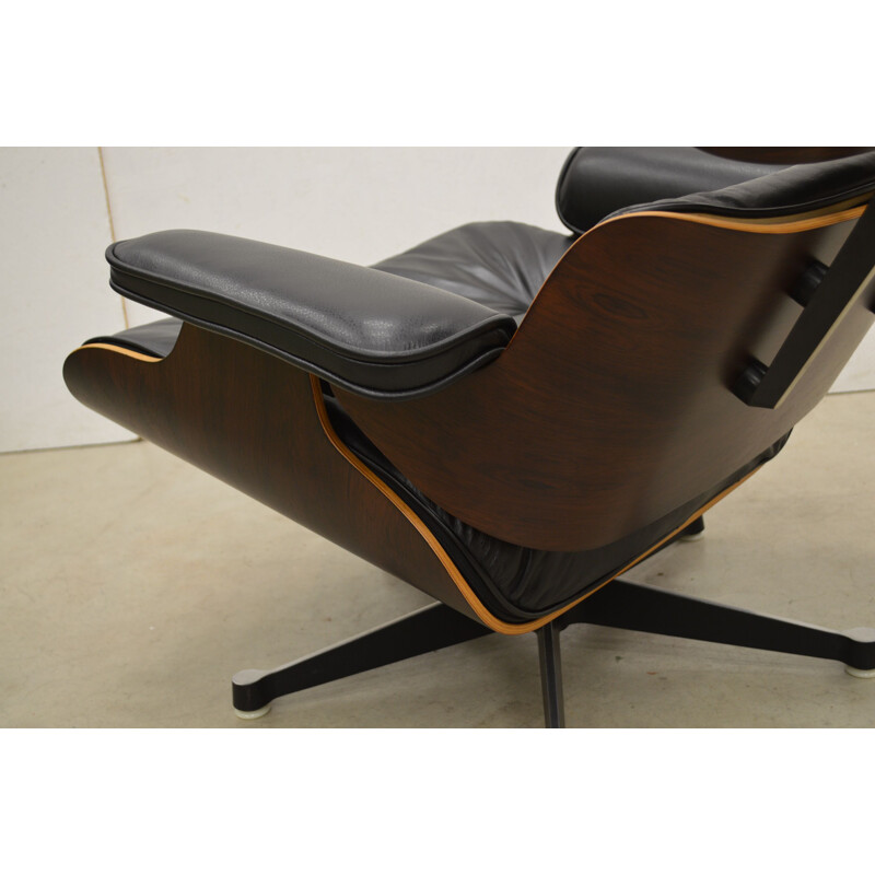 Vintage rosewood and leather armchair by Charles Eames for Herman Miller, 1970s