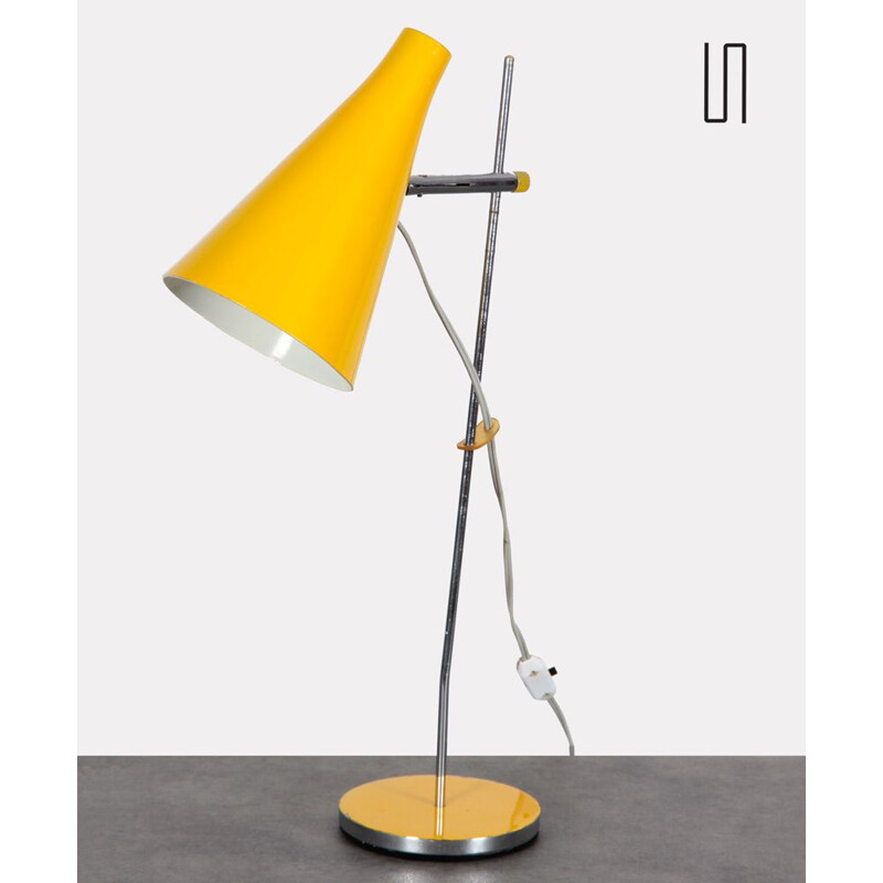 Vintage yellow metal table lamp by Josef Hurka for Lidokov, 1960