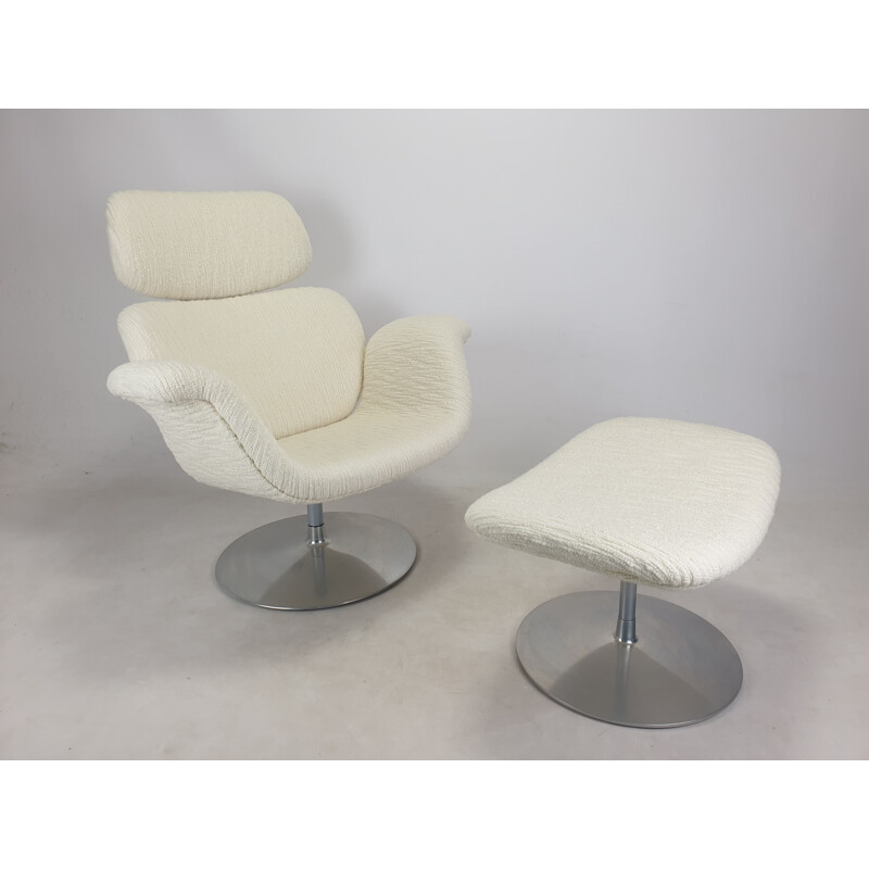 Vintage Tulip armchair and ottoman by Pierre Paulin for Artifort, 1980s