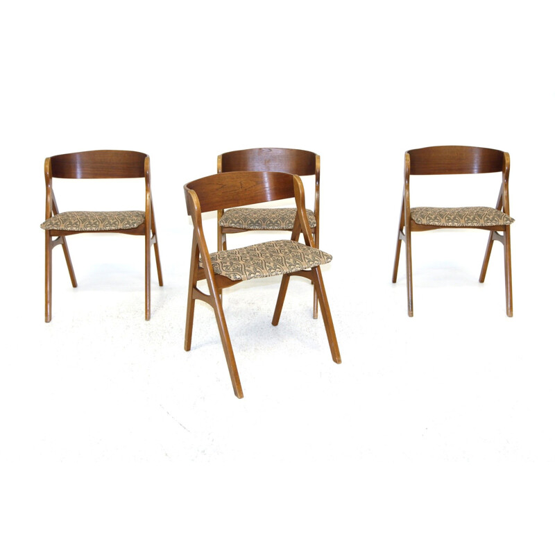 Set of 4 vintage teak chairs, Denmark 1960