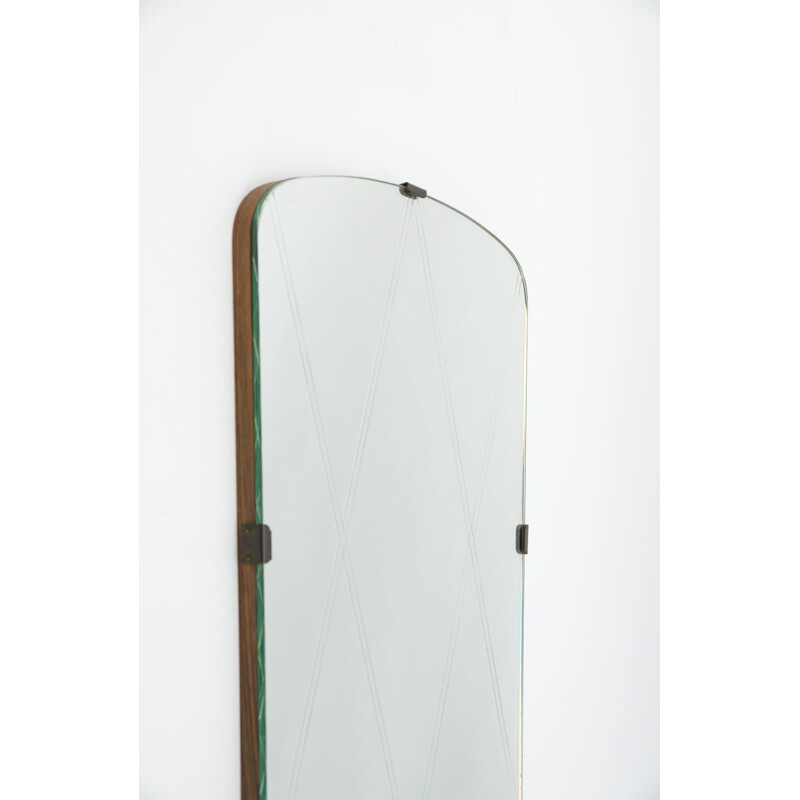 Vintage wall mirror with brass elements, Italy 1950