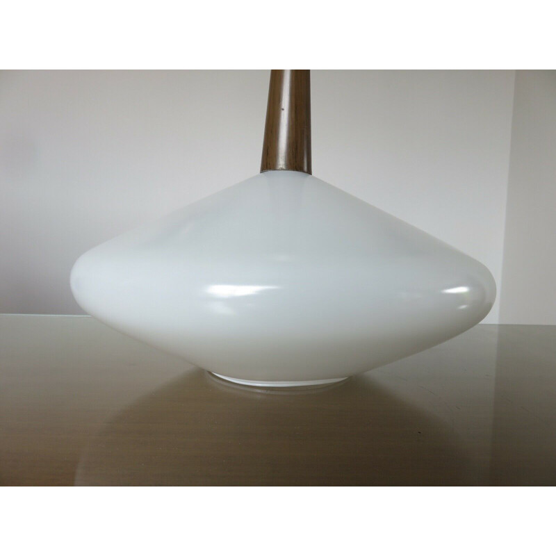 Scandinavian vintage white opaline vintage pendant lamp, 1960