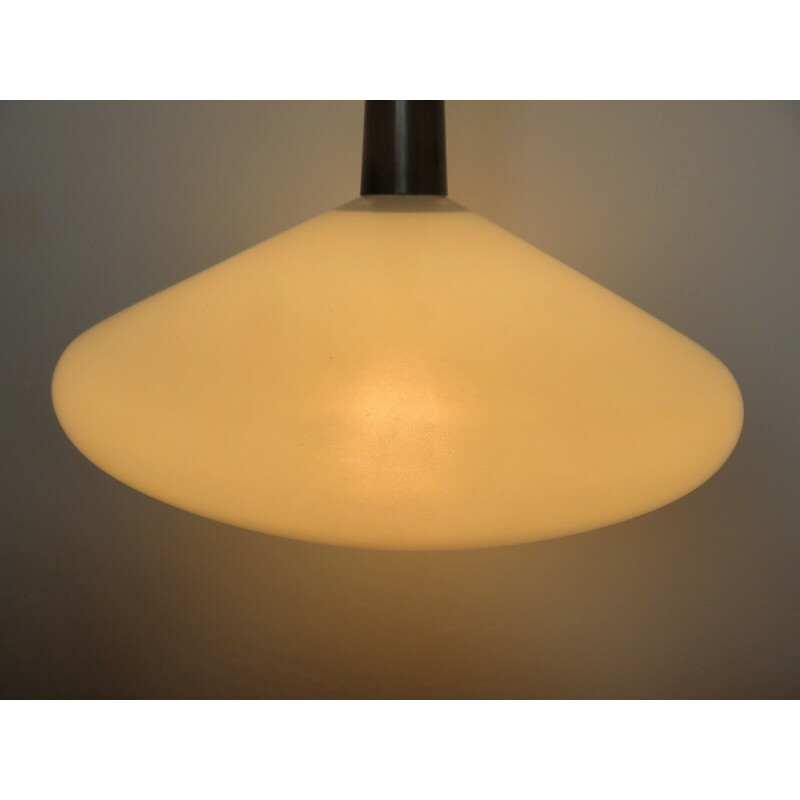 Scandinavian vintage white opaline vintage pendant lamp, 1960