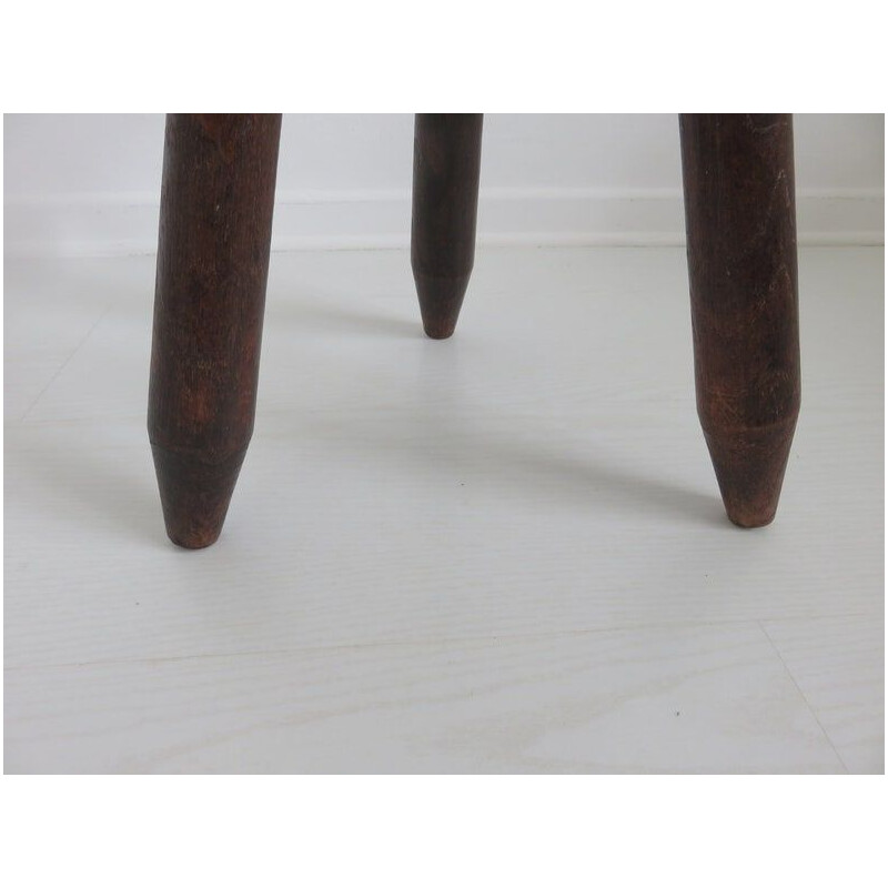 Vintage cowhide tripod stool, 1960