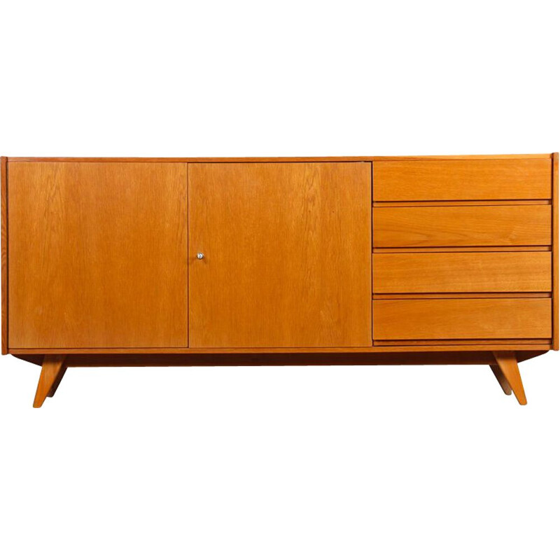 Vintage oakwood sideboard model U-460 by Jiroutek for Interier Praha, 1960