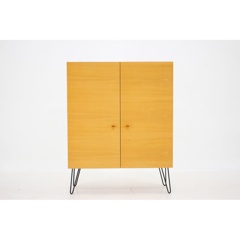 Vintage birch wood wardrobe, Czech 1970