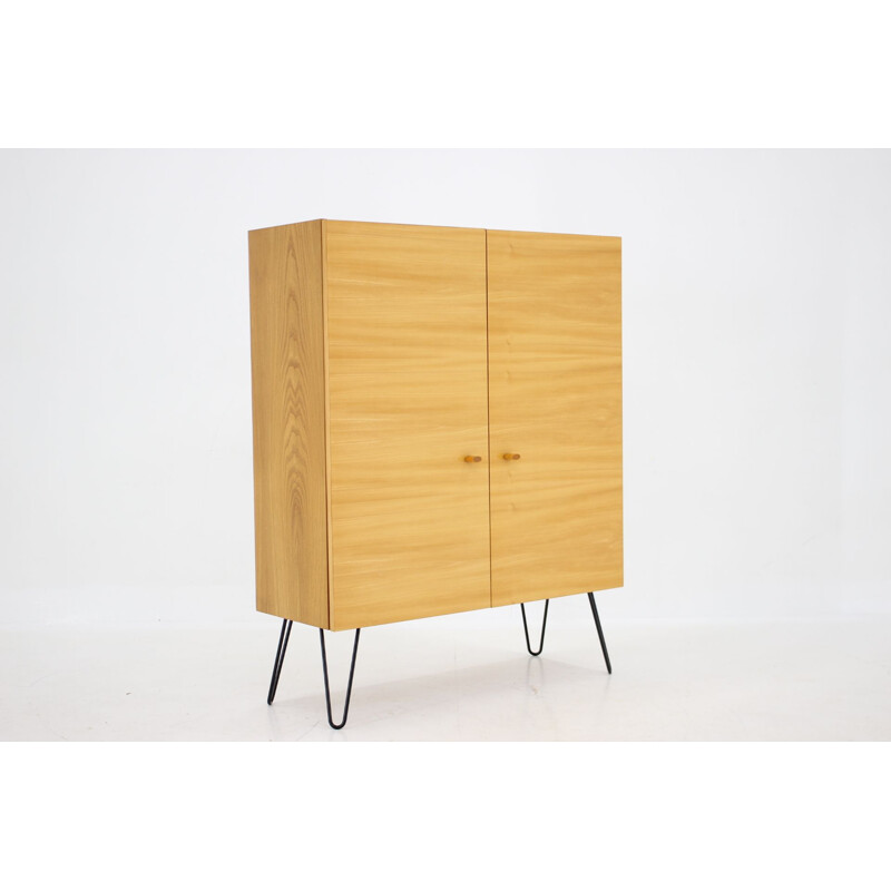 Vintage birch wood wardrobe, Czech 1970