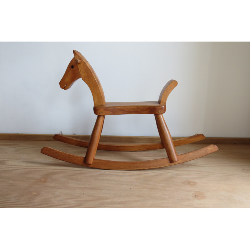 Mid century rocking horse in beech, Kay BOJENSEN - 1950s