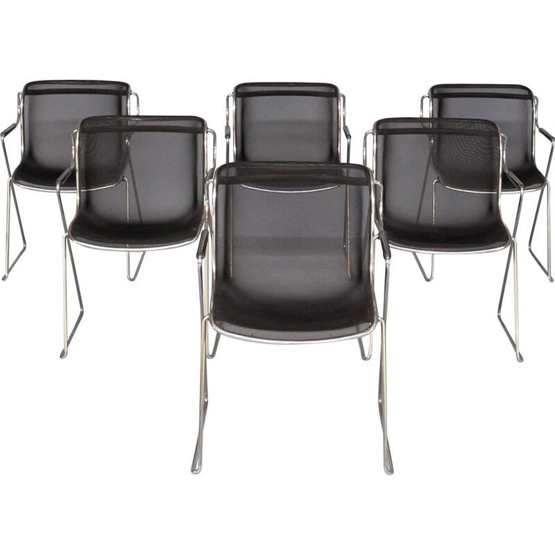 Set of 6 vintage "Penelope" chairs by Charles Pollock for Castelli, 1982