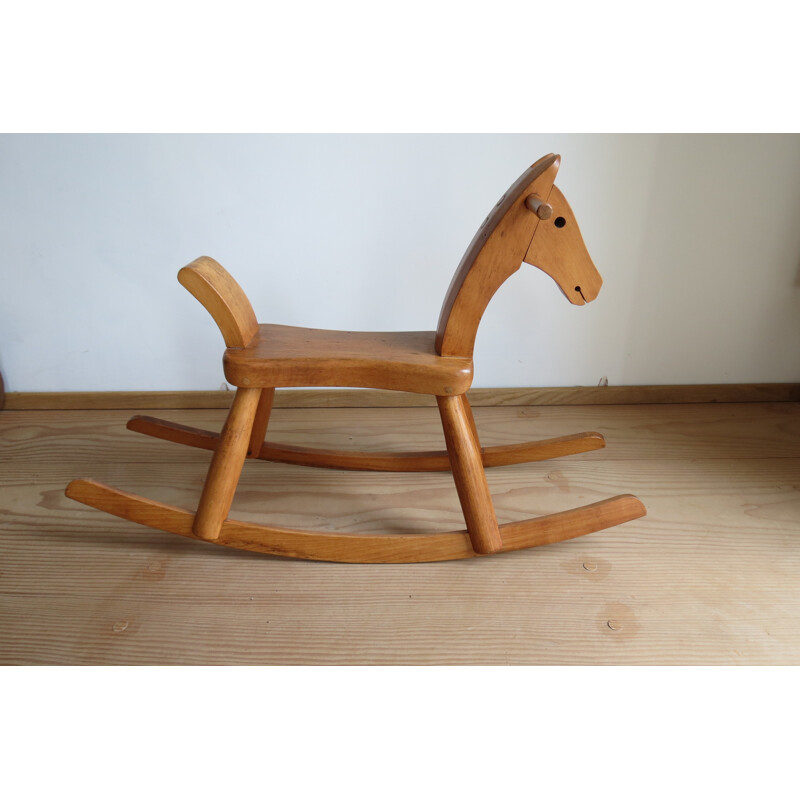 Mid century rocking horse in beech, Kay BOJENSEN - 1950s