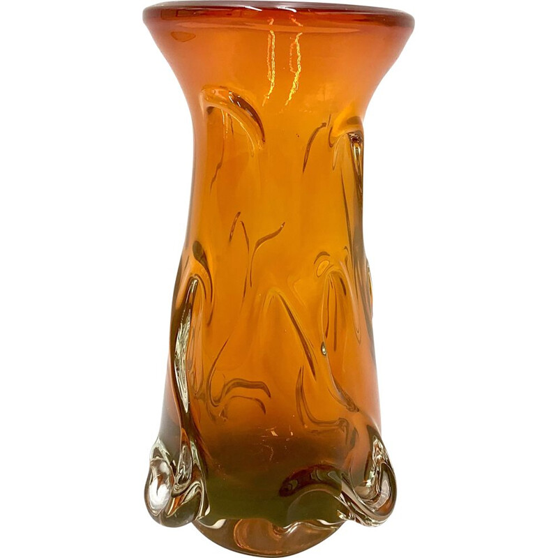 Orangefarbene Vintage-Vase, Polen 1960-1970