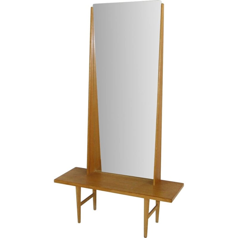 Vintage oak mirror by Kurt Østervig for Emmaboda Möbelfabrik, Sweden 1960