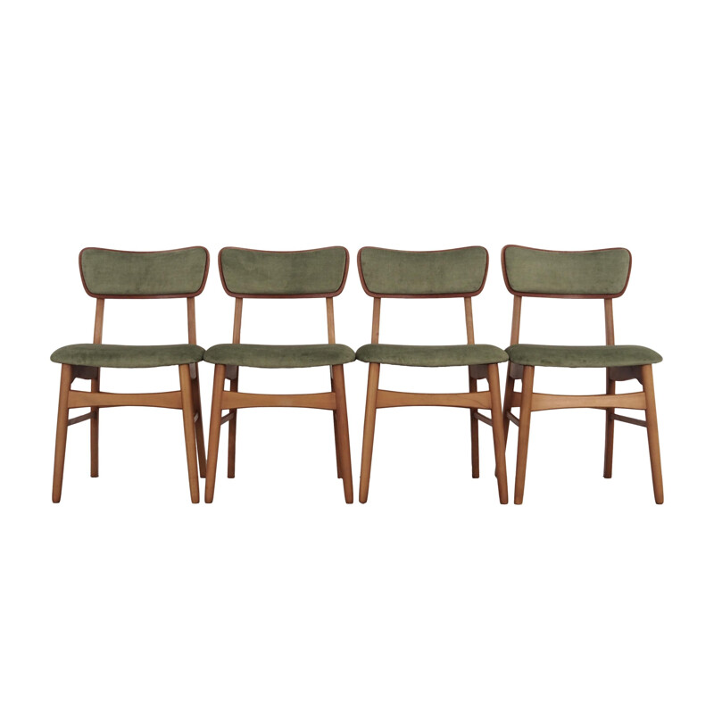 Ensemble de 4 chaises vintage en bois de hêtre, Danemark 1970