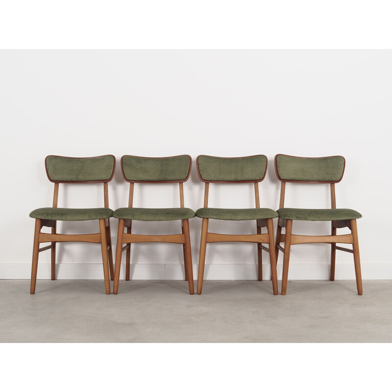 Set of 4 vintage beechwood chairs, Denmark 1970s