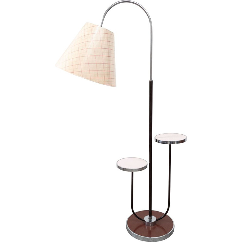 Vintage tubular steel floor lamp by Jindřich Halabala for Up Závody, Czech 1950