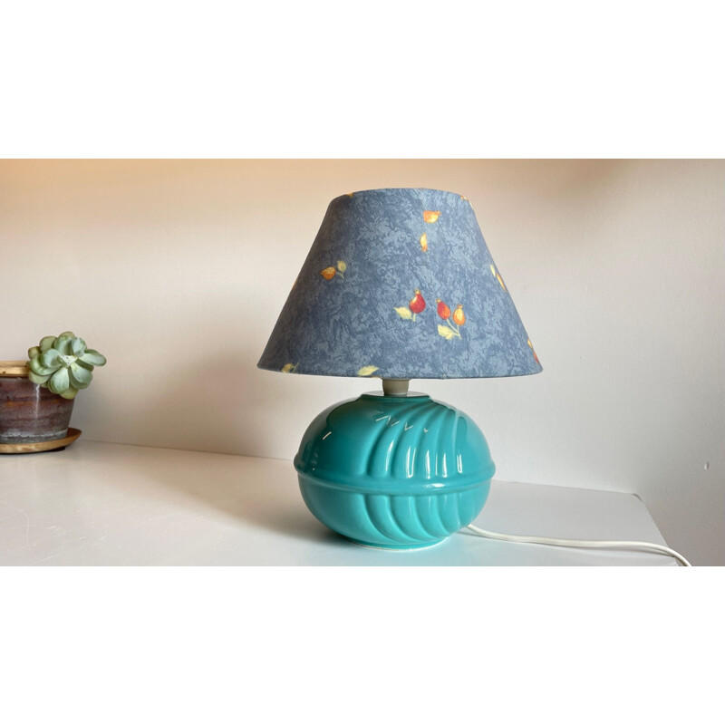 Vintage-Kugellampe aus blauer Keramik, 1980