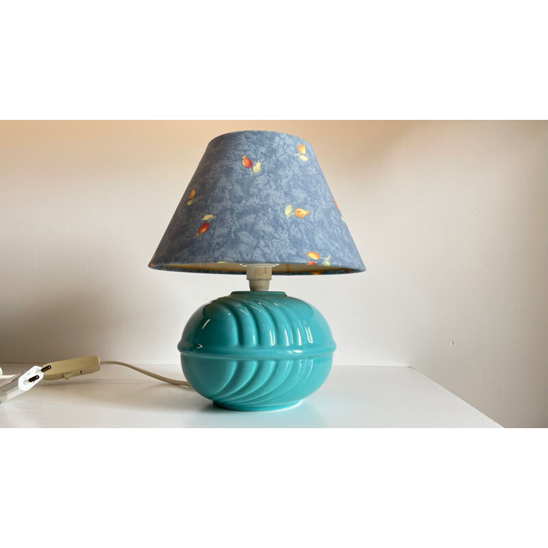 Vintage blue ceramic ball lamp, 1980