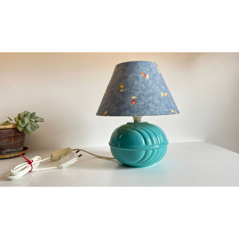 Vintage blue ceramic ball lamp, 1980