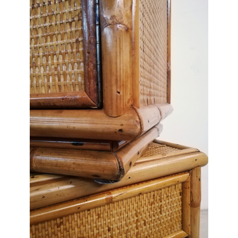 Pair of vintage night stands in rattan, Italy 1970s