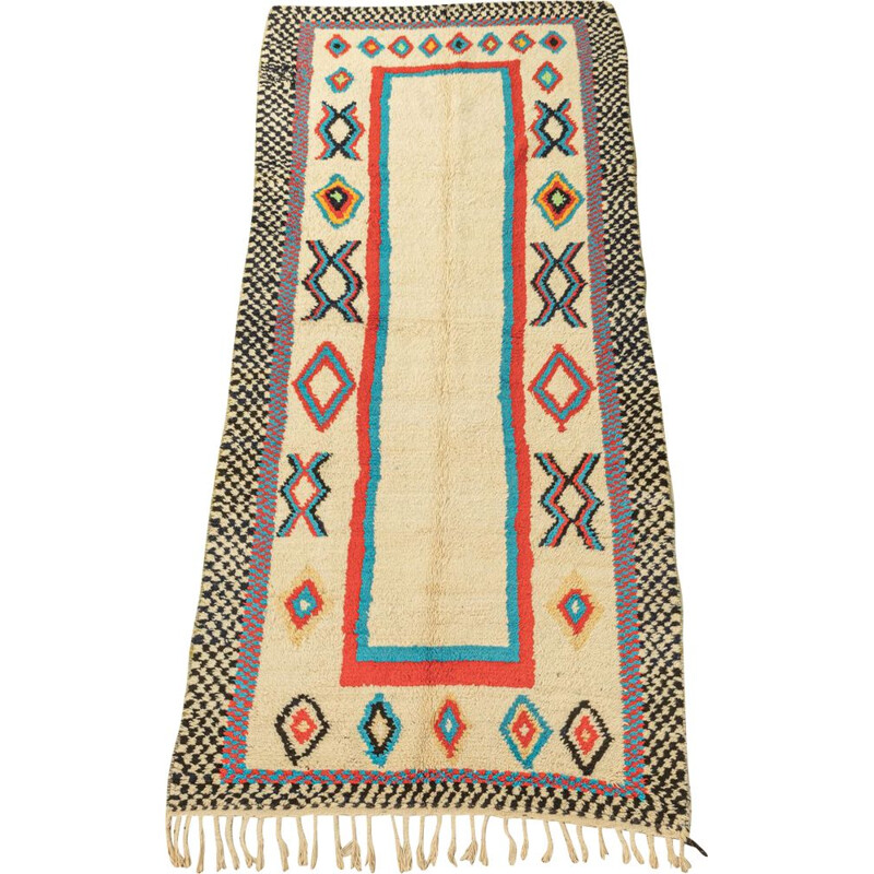 Vintage Berber carpet azilal in wool, Morocco