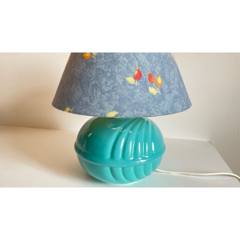 Vintage blue ceramic ball lamp, 1980