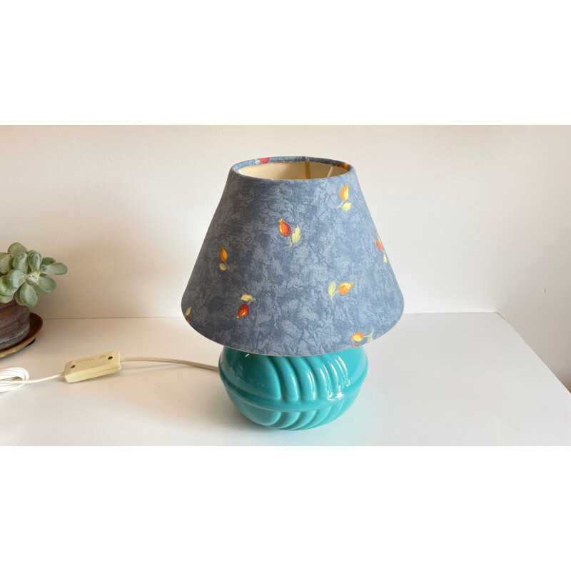 Vintage blue ceramic ball lamp, 1980