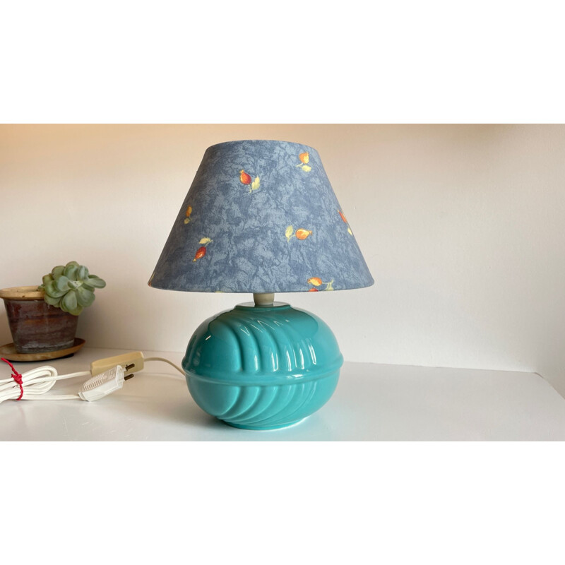 Lampada a sfera in ceramica blu vintage, 1980
