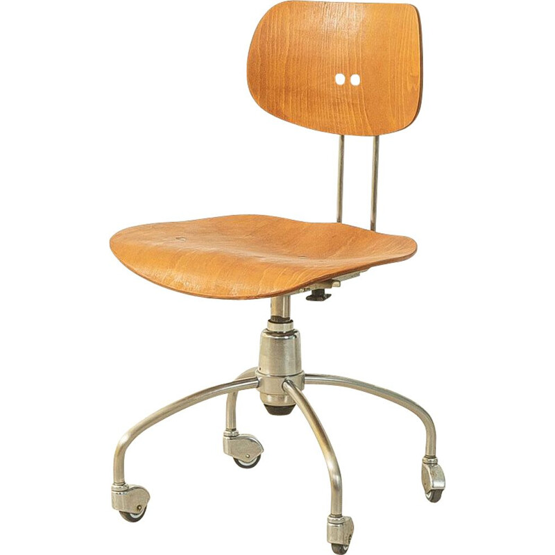Cadeira de madeira compensada ajustável Vintage por Egon Eiermann para Wilde e Spieth, Alemanha 1950
