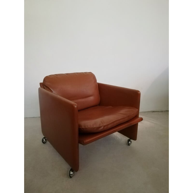 Sillón de la serie Springtime vintage talien en cuero de Marco Zanuso para Arflex, 1960