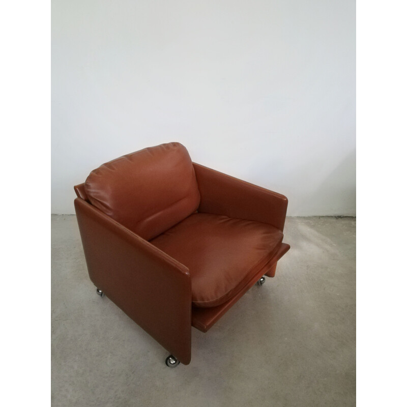 talian vintage leather Springtime series armchair by Marco Zanuso for Arflex, 1960s