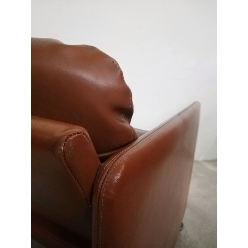 talian vintage leather Springtime series armchair by Marco Zanuso for Arflex, 1960s