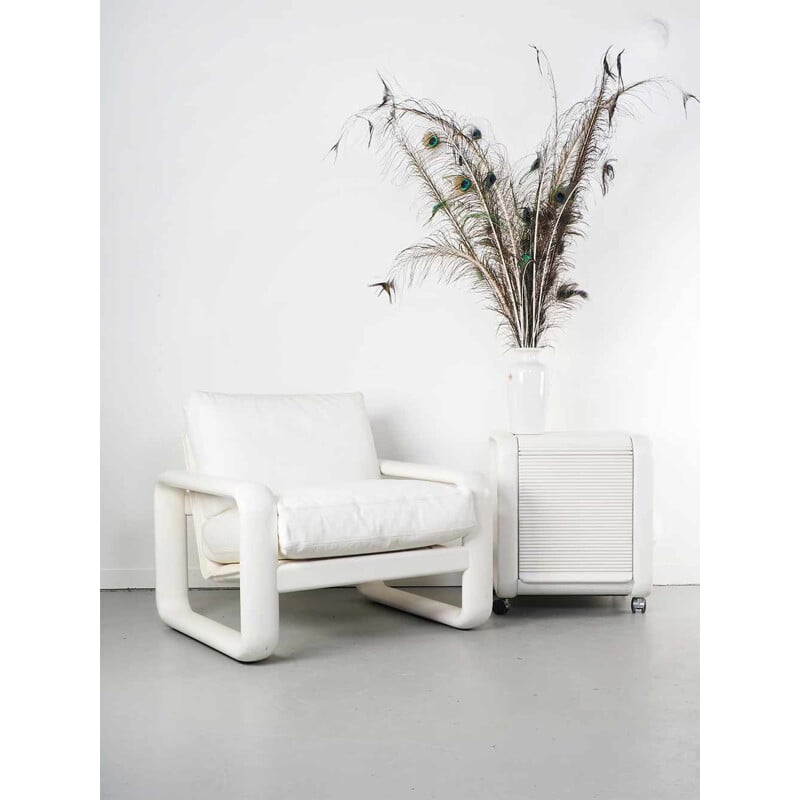 Vintage white leather armchair Hombre series by Burkhard Vogtherr for Rosenthal, 1974