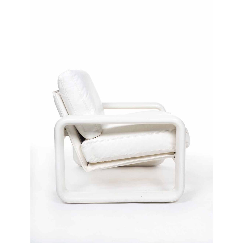 Vintage white leather armchair Hombre series by Burkhard Vogtherr for Rosenthal, 1974