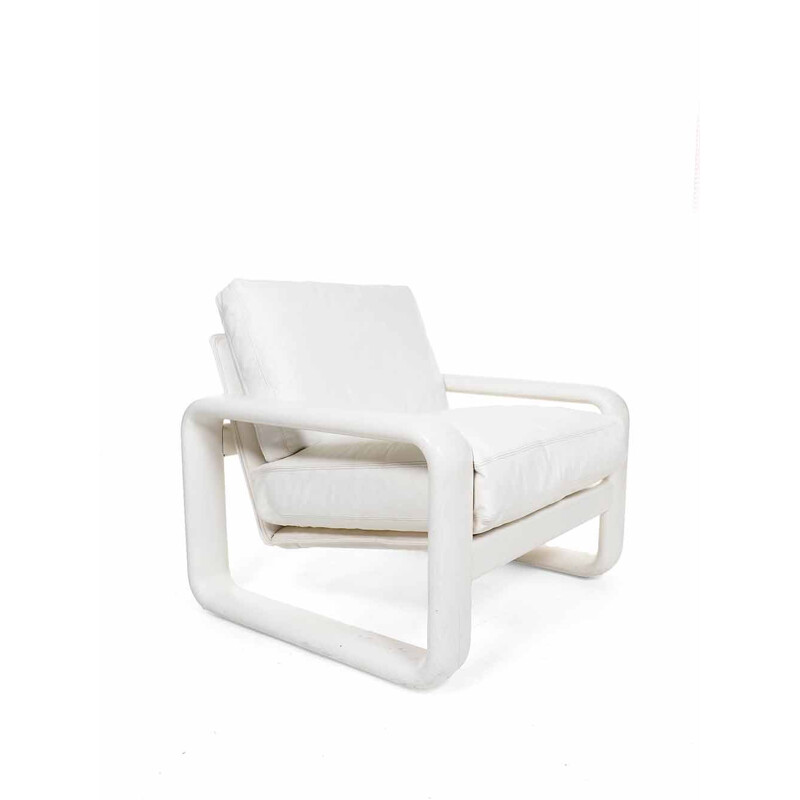 Vintage white leather armchair Hombre series by Burkhard Vogtherr for Rosenthal, 1974