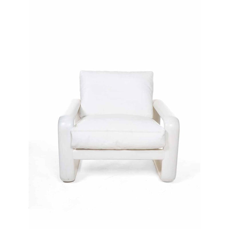 Vintage white leather armchair Hombre series by Burkhard Vogtherr for Rosenthal, 1974