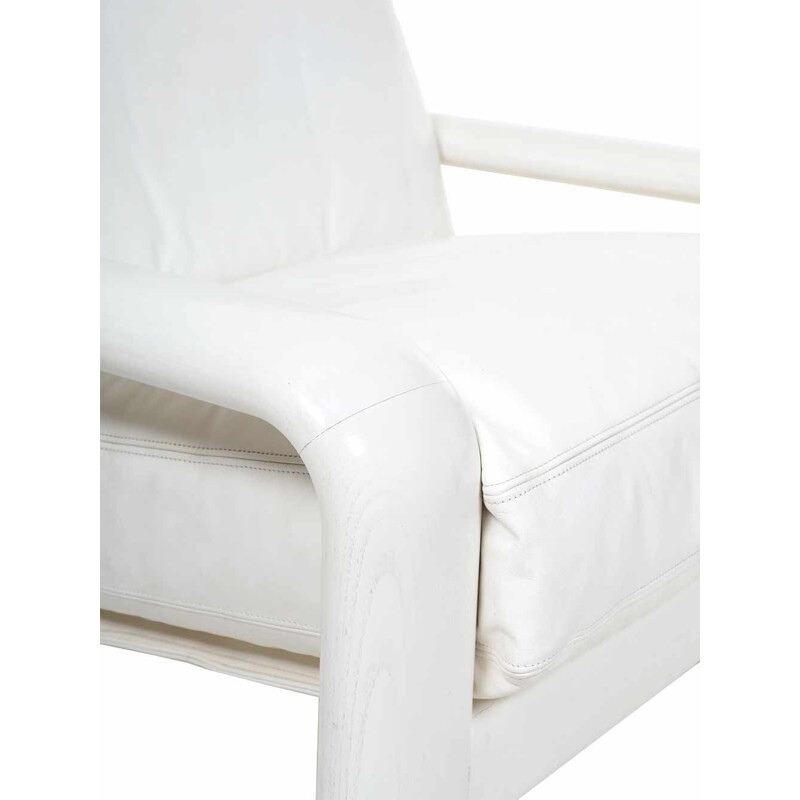 Vintage wit lederen fauteuil uit de Hombre serie van Burkhard Vogtherr voor Rosenthal, 1974