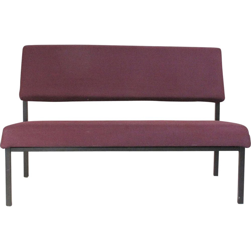 Vintage modernist metal and fabric sofa, 1960