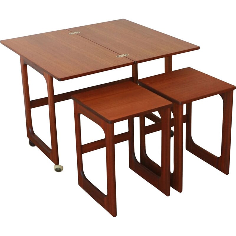 Vintage coffee table with pair of teak stools by Mcintosh, 1960