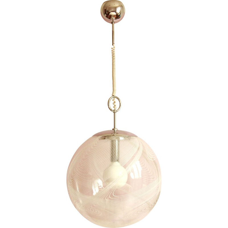 Vintage wave suspension with murano glass sphere by Lino Tagliapietra, Italy 1970