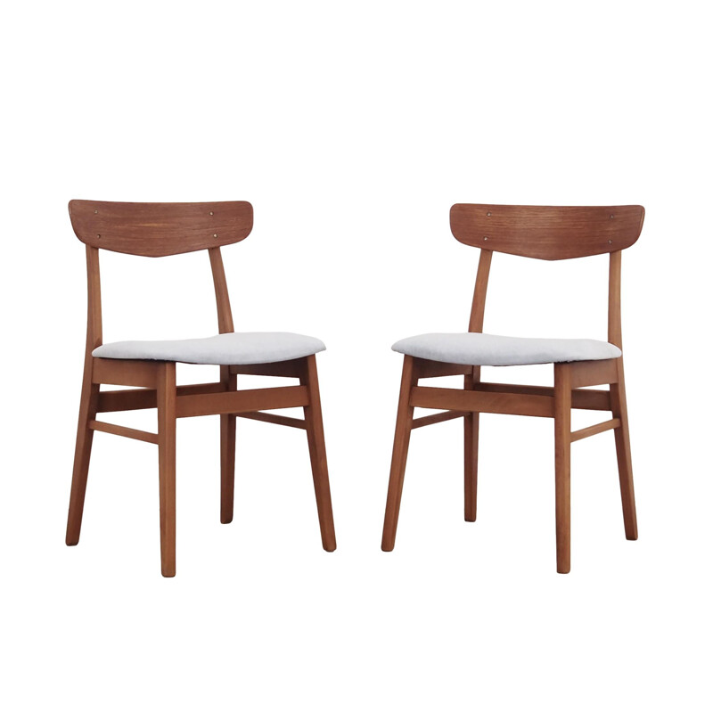 Pair of vintage beechwood chairs, Denmark 1960s